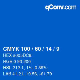 カラーコード: CMYK 100 / 60 / 14 / 9 | qconv.com