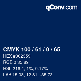 Color code: CMYK 100 / 61 / 0 / 65 | qconv.com