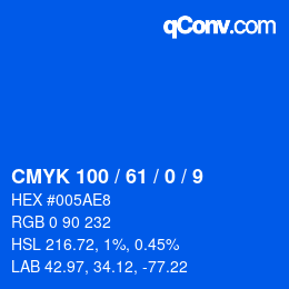 Color code: CMYK 100 / 61 / 0 / 9 | qconv.com