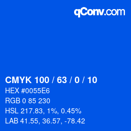 Color code: CMYK 100 / 63 / 0 / 10 | qconv.com