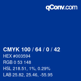 Color code: CMYK 100 / 64 / 0 / 42 | qconv.com