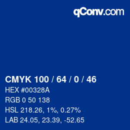 Color code: CMYK 100 / 64 / 0 / 46 | qconv.com