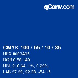 Color code: CMYK 100 / 65 / 10 / 35 | qconv.com