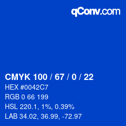 Color code: CMYK 100 / 67 / 0 / 22 | qconv.com