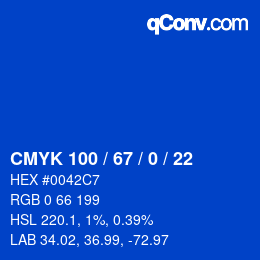 Color code: CMYK 100 / 67 / 0 / 22 | qconv.com