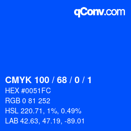 Color code: CMYK 100 / 68 / 0 / 1 | qconv.com