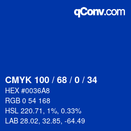 颜色代码: CMYK 100 / 68 / 0 / 34 | qconv.com