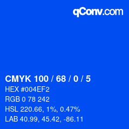 カラーコード: CMYK 100 / 68 / 0 / 5 | qconv.com