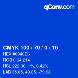 Color code: CMYK 100 / 70 / 0 / 16 | qconv.com