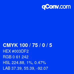 カラーコード: CMYK 100 / 75 / 0 / 5 | qconv.com