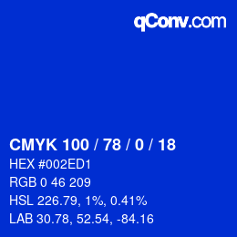 Color code: CMYK 100 / 78 / 0 / 18 | qconv.com