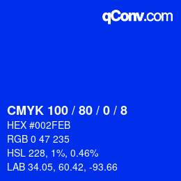 Color code: CMYK 100 / 80 / 0 / 8 | qconv.com