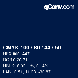 Color code: CMYK 100 / 80 / 44 / 50 | qconv.com
