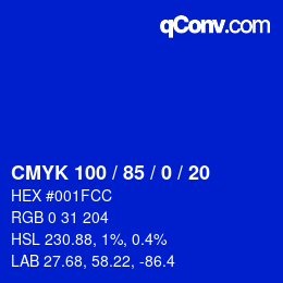 Color code: CMYK 100 / 85 / 0 / 20 | qconv.com