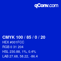 Color code: CMYK 100 / 85 / 0 / 20 | qconv.com