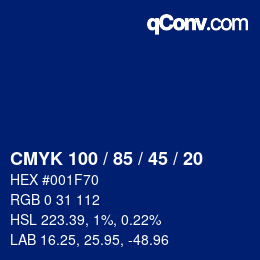 Color code: CMYK 100 / 85 / 45 / 20 | qconv.com