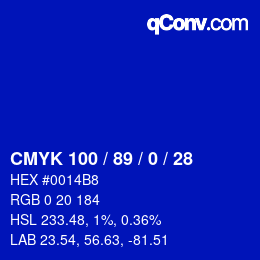 颜色代码: CMYK 100 / 89 / 0 / 28 | qconv.com