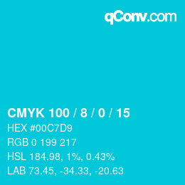 カラーコード: CMYK 100 / 8 / 0 / 15 | qconv.com