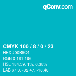 カラーコード: CMYK 100 / 8 / 0 / 23 | qconv.com