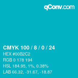 カラーコード: CMYK 100 / 8 / 0 / 24 | qconv.com