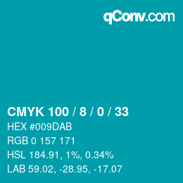 颜色代码: CMYK 100 / 8 / 0 / 33 | qconv.com