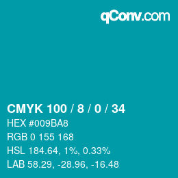 颜色代码: CMYK 100 / 8 / 0 / 34 | qconv.com