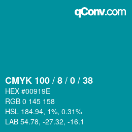 カラーコード: CMYK 100 / 8 / 0 / 38 | qconv.com