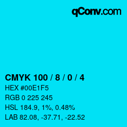 カラーコード: CMYK 100 / 8 / 0 / 4 | qconv.com