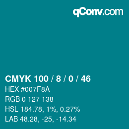 カラーコード: CMYK 100 / 8 / 0 / 46 | qconv.com