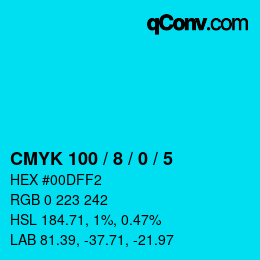 カラーコード: CMYK 100 / 8 / 0 / 5 | qconv.com
