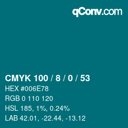カラーコード: CMYK 100 / 8 / 0 / 53 | qconv.com