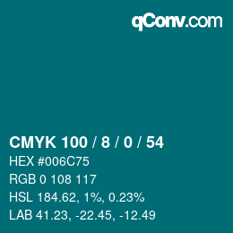 Color code: CMYK 100 / 8 / 0 / 54 | qconv.com