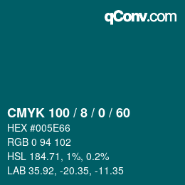 カラーコード: CMYK 100 / 8 / 0 / 60 | qconv.com