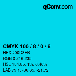 カラーコード: CMYK 100 / 8 / 0 / 8 | qconv.com