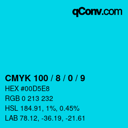 カラーコード: CMYK 100 / 8 / 0 / 9 | qconv.com