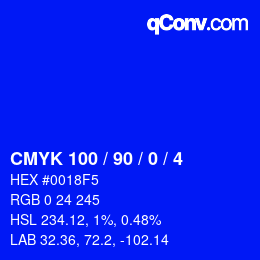 Código de color: CMYK 100 / 90 / 0 / 4 | qconv.com