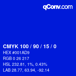 Código de color: CMYK 100 / 90 / 15 / 0 | qconv.com