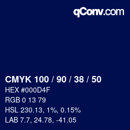 Color code: CMYK 100 / 90 / 38 / 50 | qconv.com