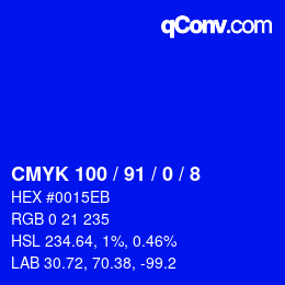 Color code: CMYK 100 / 91 / 0 / 8 | qconv.com