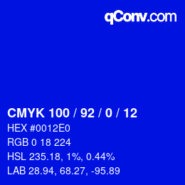 Color code: CMYK 100 / 92 / 0 / 12 | qconv.com