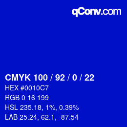 Color code: CMYK 100 / 92 / 0 / 22 | qconv.com