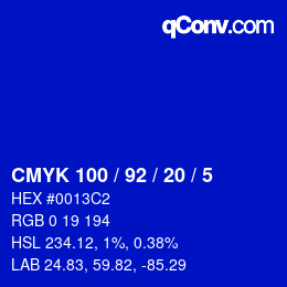 Color code: CMYK 100 / 92 / 20 / 5 | qconv.com