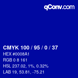Color code: CMYK 100 / 95 / 0 / 37 | qconv.com