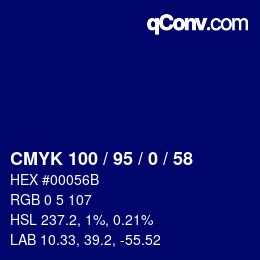 Color code: CMYK 100 / 95 / 0 / 58 | qconv.com