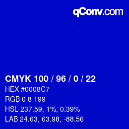 Color code: CMYK 100 / 96 / 0 / 22 | qconv.com