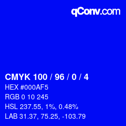 Farbcode: CMYK 100 / 96 / 0 / 4 | qconv.com