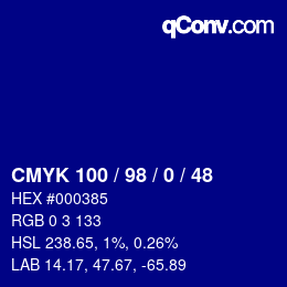 Color code: CMYK 100 / 98 / 0 / 48 | qconv.com