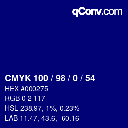 Color code: CMYK 100 / 98 / 0 / 54 | qconv.com