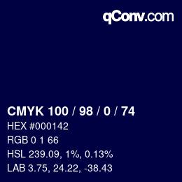 Color code: CMYK 100 / 98 / 0 / 74 | qconv.com