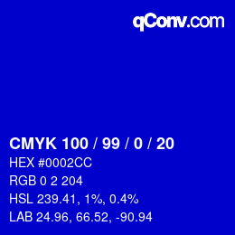 颜色代码: CMYK 100 / 99 / 0 / 20 | qconv.com